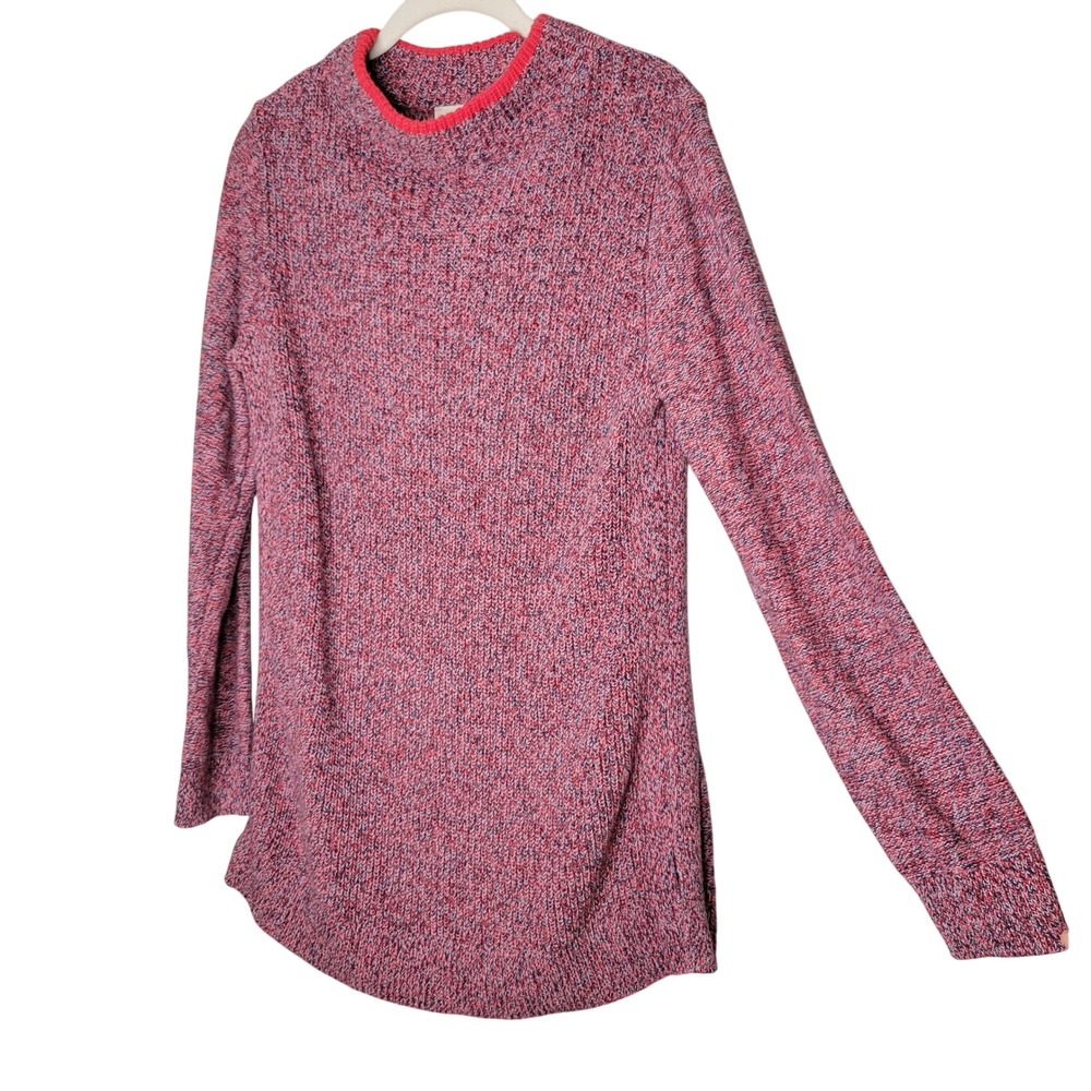 Loft Mock Neck Sweater Womens Size M Fuchsia Red Pullover 100 Cotton Cozy Layers